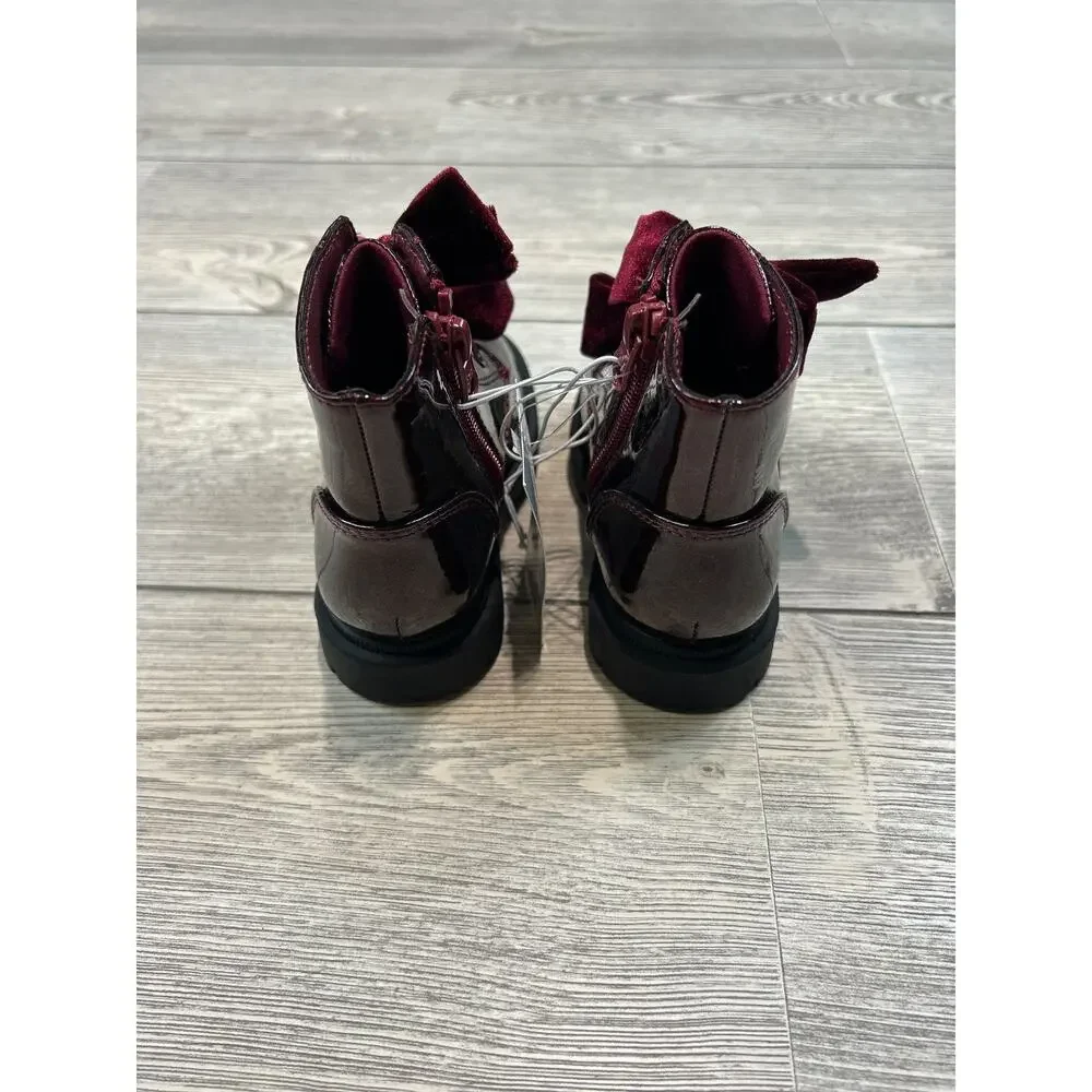 Cat & Jack Toddler Estes Shimmer Combat Boots Burgundy 7 NWT